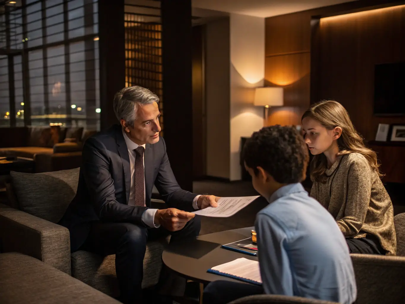 An image of a financial advisor providing personalized investment advice to an Indian family in their home.